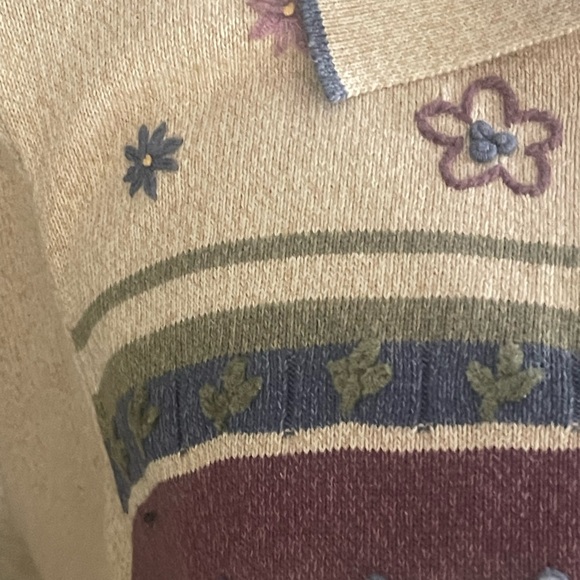 Vintage cottage core floral collared knit sweater size small Alfred dunner. - Picture 5 of 8